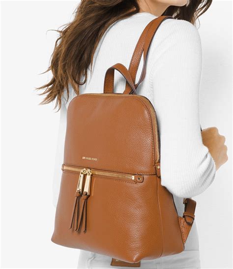 michael kors rhea backpack brown|michael kors large backpack women.